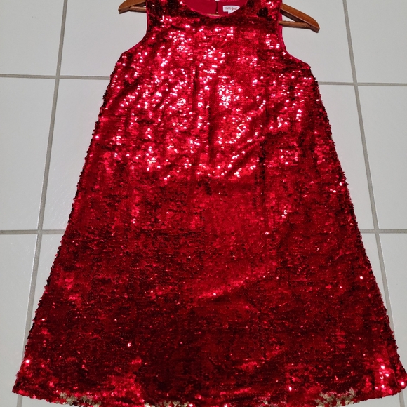 Cat & Jack Bright Red Flip Sequences Christmas Snowflakes XL 14-16 Dress - Picture 11 of 11